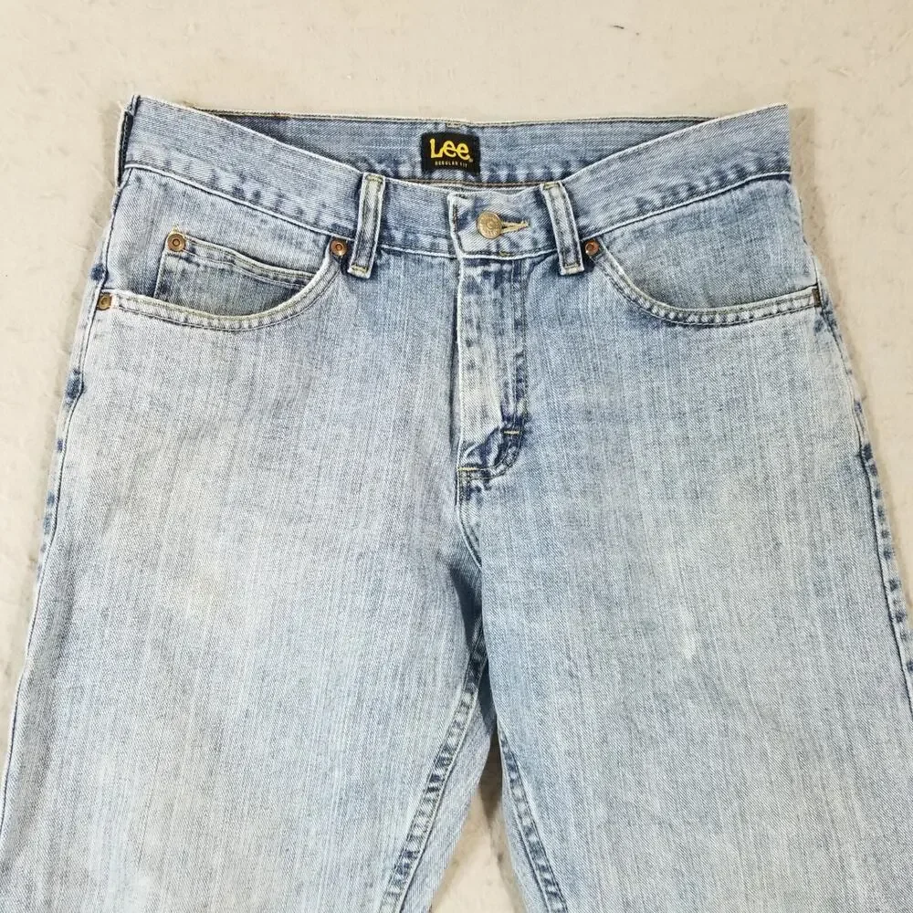 Lee jeans men's 30x26 regular fit‎ straight blue denim pants retro light wash